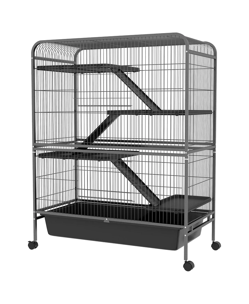 PawHut 53.5"H Small Animal Cage 5-Level Metal Ferret or Rabbits Cage