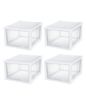 Sterilite 27 Quart Stacking Storage Drawer, Stackable Plastic Bin Drawer, 4 Pack