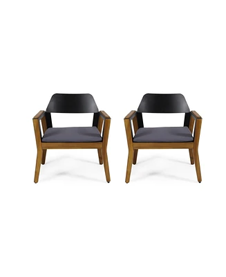 Acacia Wood Club Chairs With Cushions (Set Of 2)