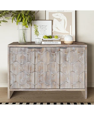 3 Door Wooden Accent Cabinet Sideboard Buffet