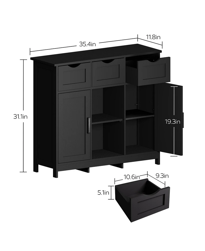3-Drawer Sideboard with Ample Storage and Adjustable Shelves