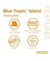Intex Blue Tropic Inflatable Lake Island Water Float with Cooler and Cupholders