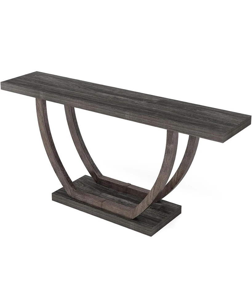Tribesigns Console Table for Entryway: 63 Inches Farmhouse Wood Entry Foyer Entrance, Narrow Long Sofa Behind Couch with Metal Legs fo
