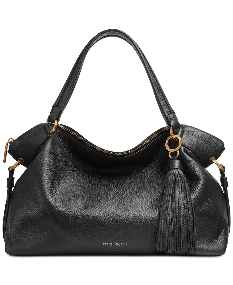 Donna Karan New York Glenwood Top Handle Leather Satchel with Tassel Detail