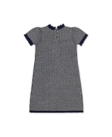 Hope & Henry Toddler Girls Short Sleeve Ruffle Edge Sweater Dress