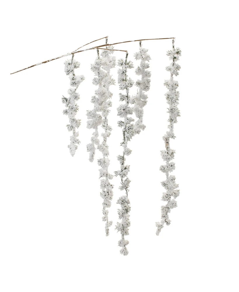 Slickblue Set of 2 Snowy Hanging Berry Branches – Perfect for Winter and Holiday Decor