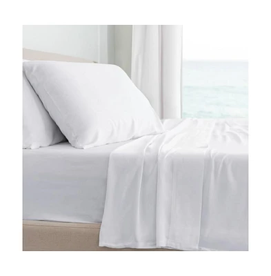 Cariloha Classic 4-Piece Twill Sheet Set | White Twin Viscose Material |Extra soft, Cooling for Hot Sleepers, Corner Bands