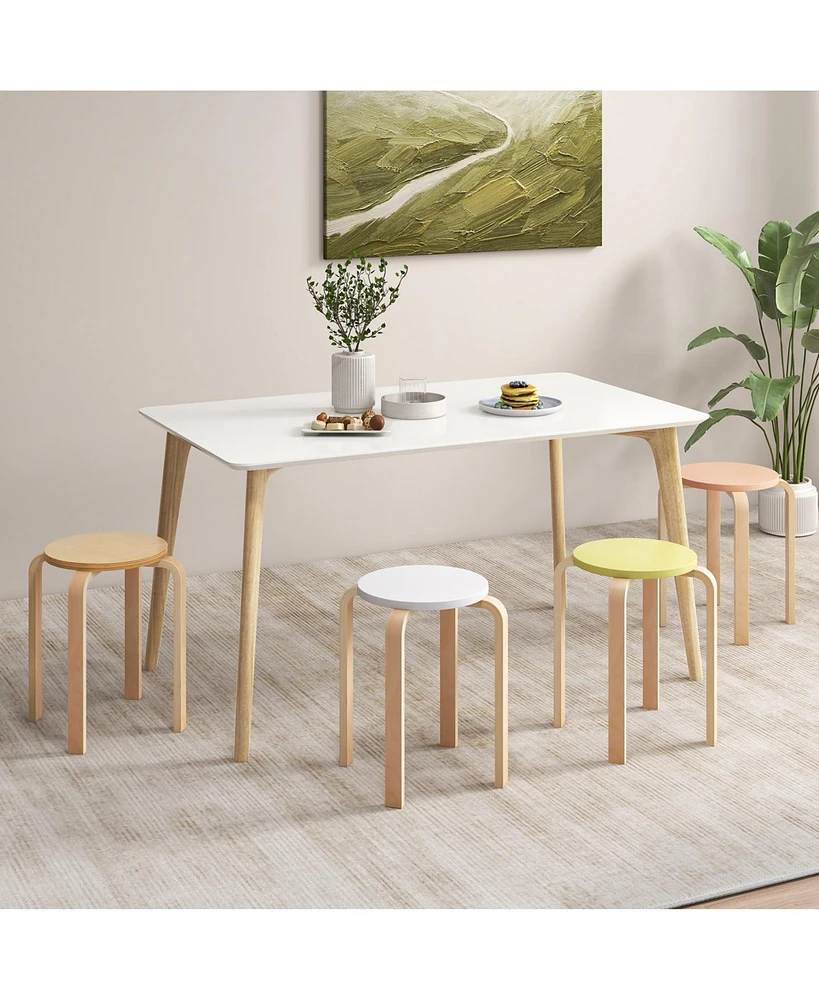 Sugift Set of 4 Bentwood Stackable Stools Dining Stools with Round Tops