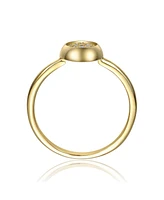 Genevive Sterling Silver 14k Gold Plated Cubic Zirconia Pave Bezel Ring