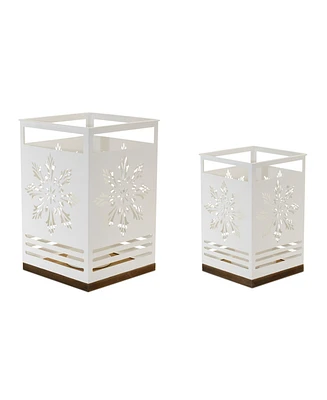 Slickblue Snowflake Candle Holders for Elegant Winter Lighting (Set of 2)