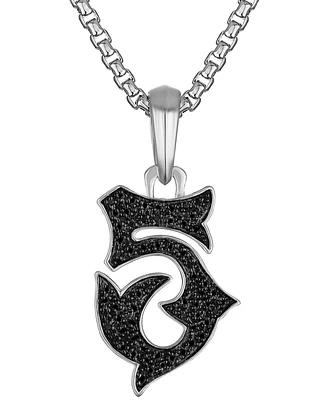 Bulova Marc Anthony Men's Black Diamond Number 5 Pendant Necklace (0.30 ct. t.w.) in Sterling Silver-Plate, 24" + 2" extender, BVP1054-wsaa