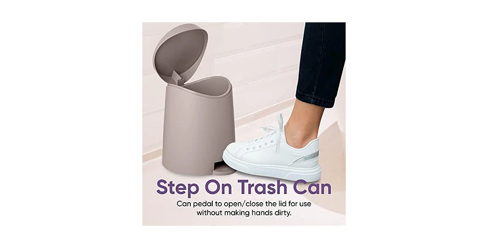 Superio Mini 3 Liter Step On Plastic Bathroom Trash Can with Lid