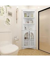 Spacious 3-Tier Corner Cabinet with Antiqued Glass for Versatile Storage