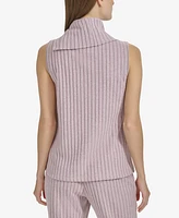 Marc New York Women's Ribbed Funnel-Neck Sleeveless Top