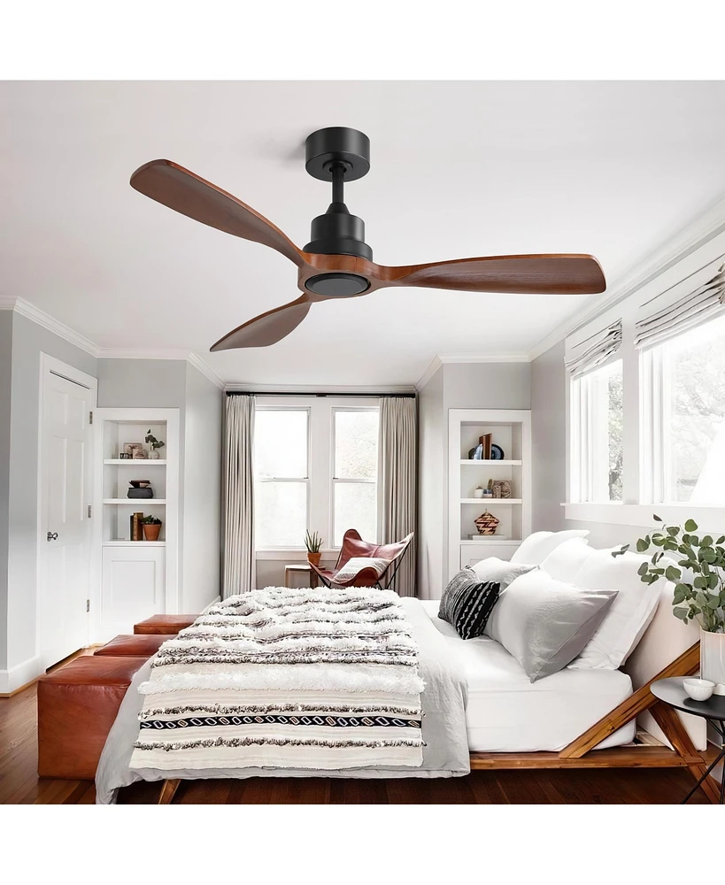 Sofucor 48 Solid Wood Blades Ceiling Fan Without Light