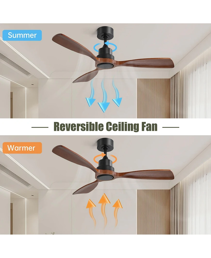 Sofucor 48 Solid Wood Blades Ceiling Fan Without Light