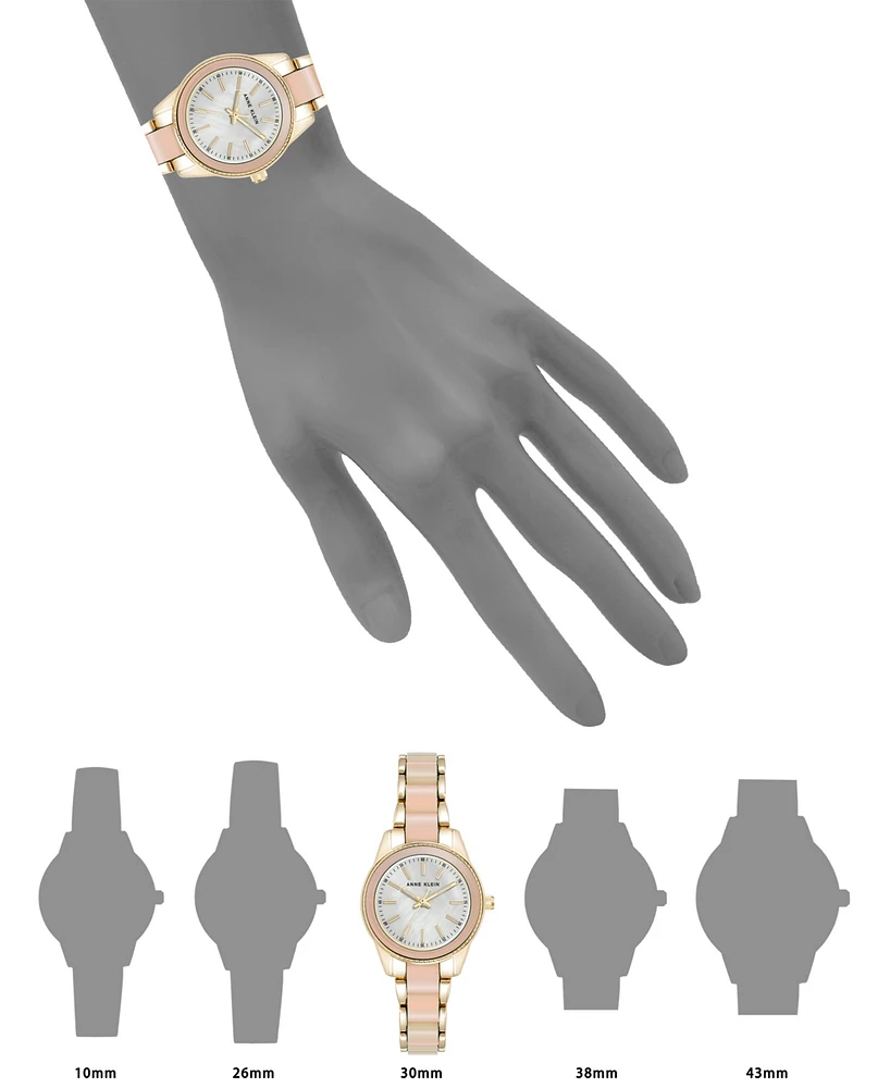 Anne Klein Women's Quartz Iridescent Acetate and Gold-Tone Alloy Metal Bracelet Watch