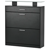 Slim Entryway Organizer with Shoe Storage and Led Light