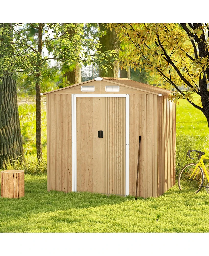 Givimo Weather Resistant Galvanized Steel Shed with Tilted Roof for Backyard Garden Patio Lawn