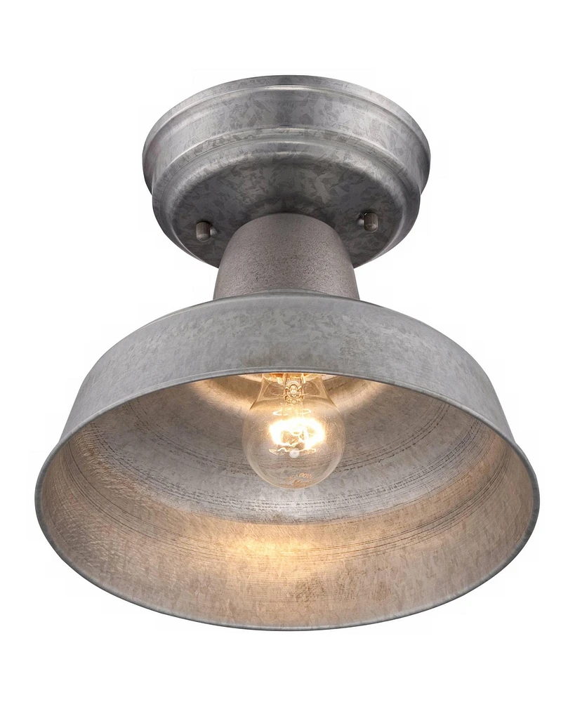 John Timberland Urban Barn Rustic Industrial Farmhouse Semi Flush-Mount Outdoor Ceiling Light Fixture Galvanized 10 1/4" for Exterior Deck House Porch
