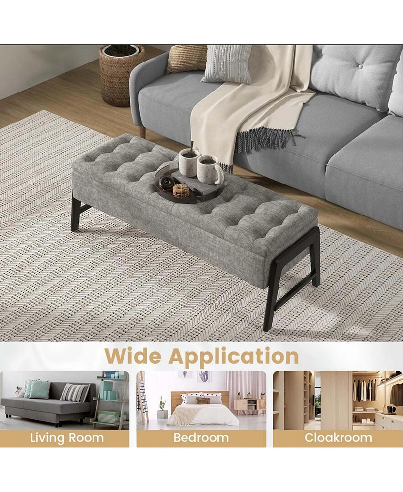 Tufted Ottoman Bench Modern Storage Bench with High Density Sponge Cushion