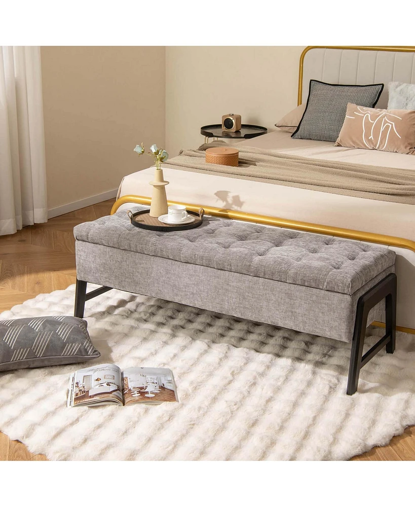 Tufted Ottoman Bench Modern Storage Bench with High Density Sponge Cushion