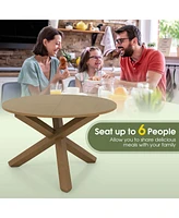 47" Round Dining Table with Solid Acacia Wood Legs for 4-6 Person for Kitchen