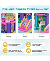 6-in-1 Kids Inflatable Bounce House with Slide Jumping Area Ball Pit Pools Castle without Blower