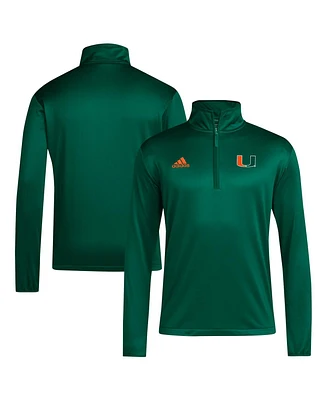 Adidas Men's Green Miami Hurricanes Coaches Sideline Quarter-Zip Top