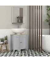 kleankin Pedestal Sink Cabinet, Bathroom Vanity Cabinet with U-Shape