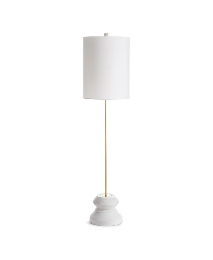 34.5" Kaiden 25W Whitewash Modern Premium Tall Geometric Lamp w/ Fabric Shade