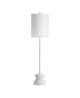34.5" Kaiden 25W Whitewash Modern Premium Tall Geometric Lamp w/ Fabric Shade