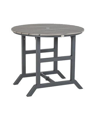 Outsunny Round Patio Table with Umbrella Hole and Aluminum Frame,