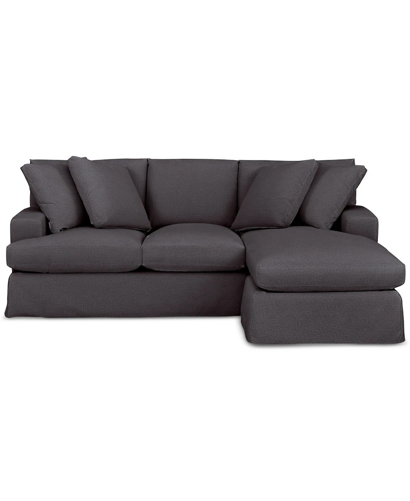 Brenalee 93" Performance Fabric Slipcover Reversible Chaise Sofa with Four Pillows