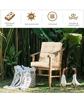 Tufted Patio High Back Chair Cushion with Non-Slip String Ties