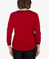 Alfred Dunner Petite Classics Colorblock Beaded Sweater