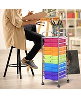 10 Drawer Rolling Storage Cart Scrapbook Paper Office School Organizer