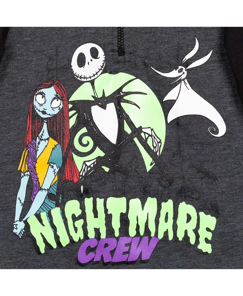 Disney Boys Nightmare Before Christmas Jack Skellington Oogie Boogie Sally Fleece Quarter Zip Hoodie
