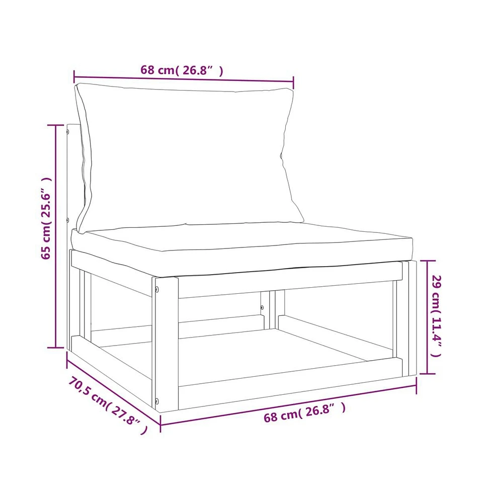 vidaXL 3 Piece Patio Lounge Set with Cushions Solid Wood Acacia