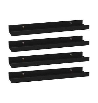 vidaXL Wall Shelves 4 pcs Black 15.7"x3.5"x1.2"