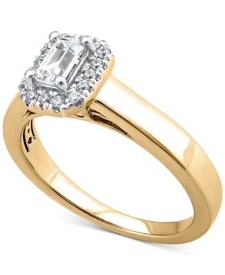 Diamond Emerald-Cut Halo Engagement Ring (1/2 ct. t.w.) in 14k Gold