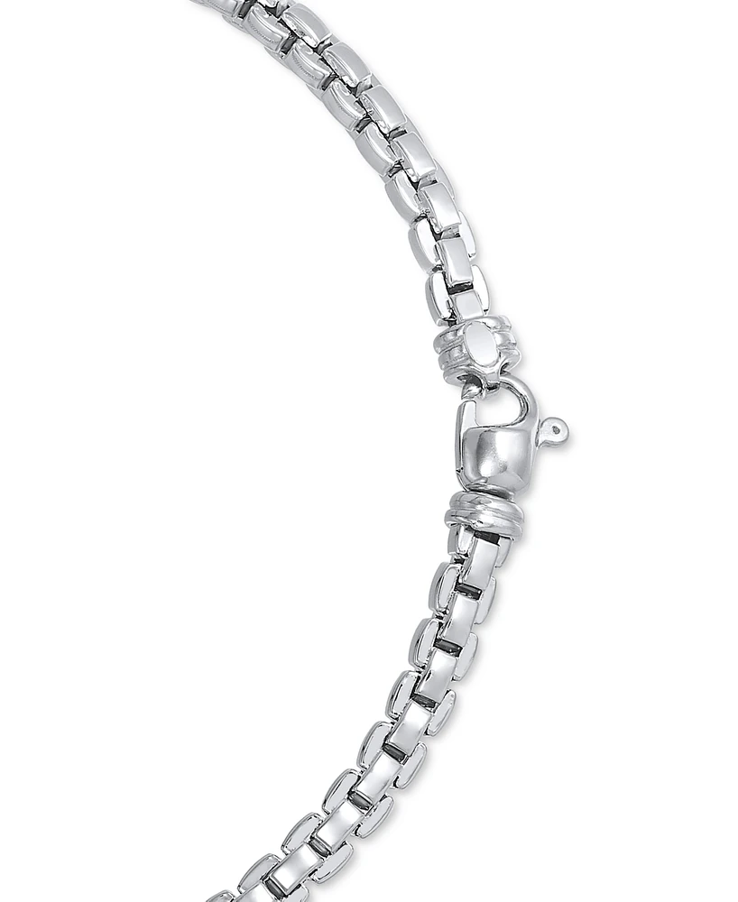 Italian Silver Men's Venezia Box Link 22" Chain Necklace in Sterling Silver