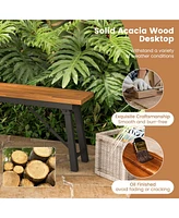 Folding Picnic Table & Bench Set Dining Table with Metal Frame for 4 or 6 Persons