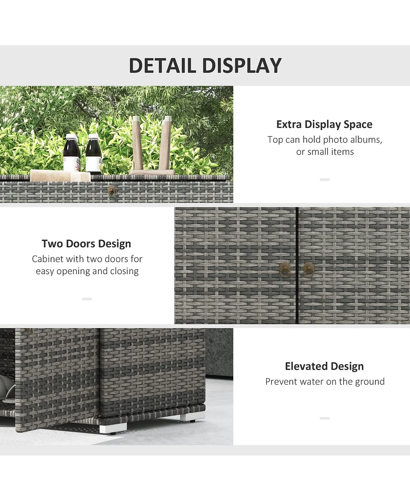 Rattan Wicker Freestanding Cabinet: Pool Toy & Towel Storage