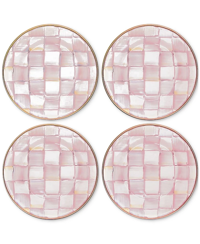 MacKenzie-Childs Rosy Check Appetizer Plates, Set of 4
