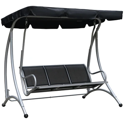 3-Seat Outdoor Canopy Swing with Adjustable Shade