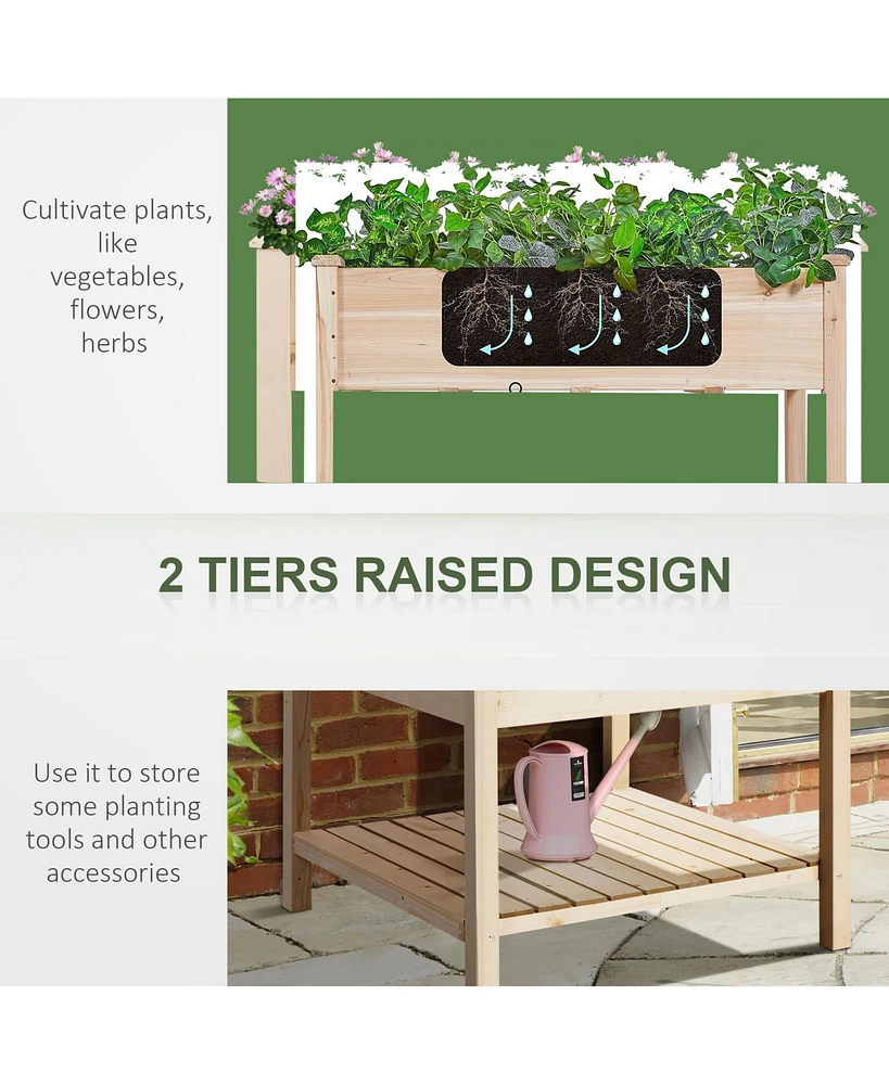 36" Raised Garden Bed with Shelf
