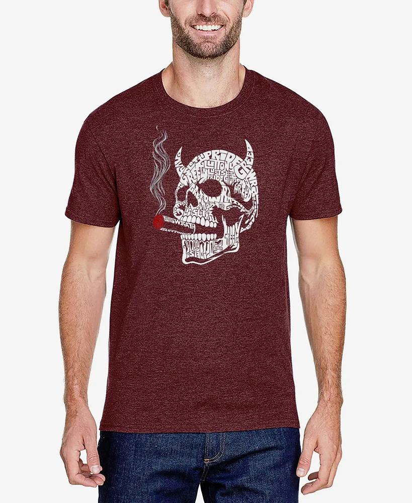 La Pop Art Men's 7 Deadly Sins Skull Premium Blend Word T-Shirt