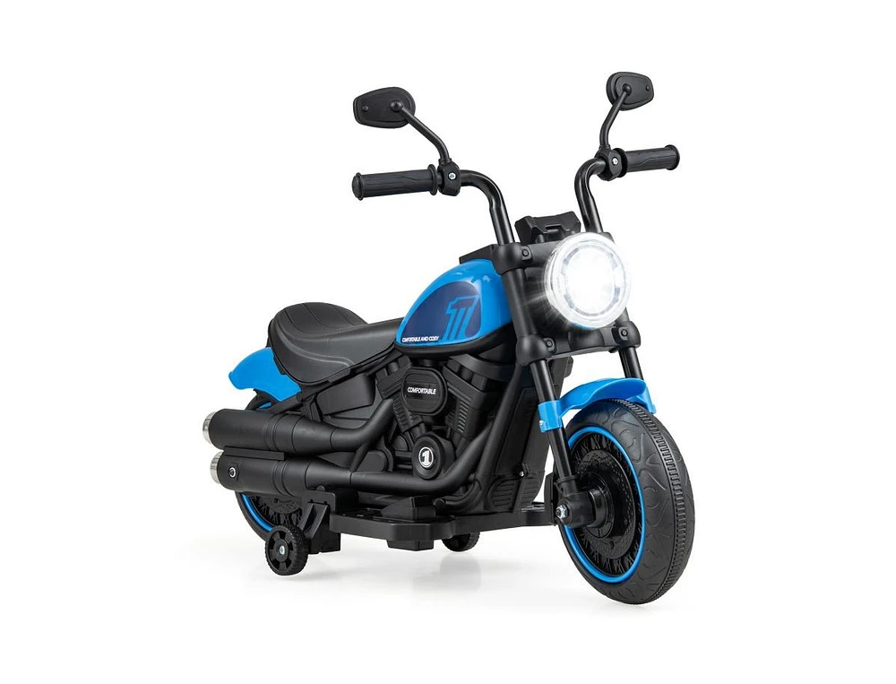 Kids Electric Motorcycle with Training Wheels and Led Headlights-Pink