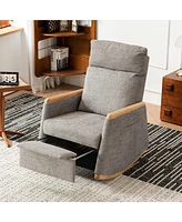 Comfortable Upholstered Rocking Chair with Solid Wood Base